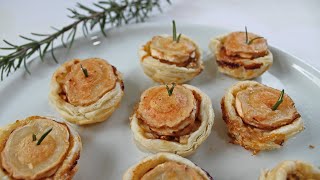 FOLHADOS DE CHÈVRE E PERA COM NOZES, MEL E ALECRIM