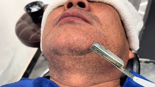 💈ASMR | Remove a lot of beard and fuzz from a man's face. 🪒 Wonderful Asian shave!