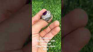 Ruby from Afghanistan with Muzonait beautiful Headmake silver Ring|real stones|#realstone #rubystone