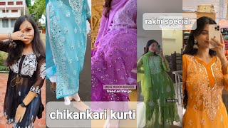 mirror work chikankari kurti haul | chikankari kurti styling |  meesho kurti| latest suit design