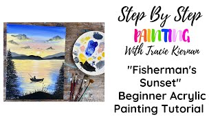 Fisherman's Sunset Silhouette Beginner Painting Tutorial