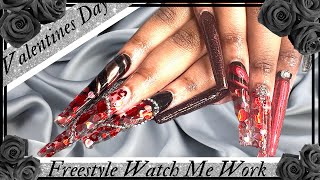 Watch Me Work Valentines Day Freestyle - Nail Art Tutorial