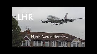 *Morning Arrivals at Myrtle Avenue Heathrow* RW27L London Heathrow Inc. A380s-Thai, ETIHAD..