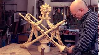 Woodcarving "Trofee" of musical instruments.