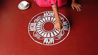 Easy alpona design for laxmi puja / Durga puja special alpona design / rangoli design / kolam design