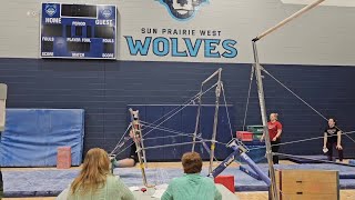 Middleton's Kenavan Lindner competes on uneven bars