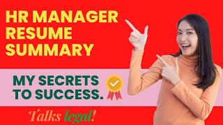 HR Manager Resume Summary II Best Resume Tips & Guidance - Talks Legal