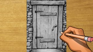 How To Draw An Antique Old Door - How To Draw A Rock House Step By Step