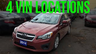 VIN Locations - Subaru Impreza (2012-2016)