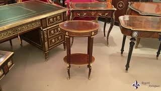 Antique French Walnut Parquetry Oval Occasional Side Table