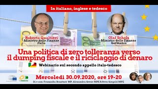 2° Webinario italo-tedesco: "Zero tolleranza verso il dumping fiscale e il riciclaggio di denaro"