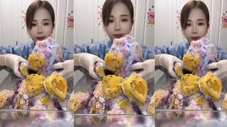 🧊❄️🥶Mukbang ice/hard shaved ice/hard ice chips/hard passion fruit ice/ice Asmr/sound crunchy