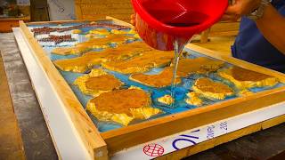 Desk For A Young President- The Perfect Combination Of Precious Wood, Epoxy Glue And Colored Pencils