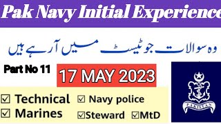 Pakistan Navy Technical & Marine 17 May 2023 Experience of All Centers || Repeated MCQS || Part 11