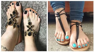 Handmade gorgeous collection of flat sandals outfits for women and girls#2023