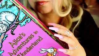 ASMR Alice in Wonderland Pop Up Book Gentle Tracing & Tapping with Long Nails 💋 Whispering