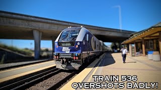 Capitol Corridor train 536 overshot badly @ Suisun-Fairfield station