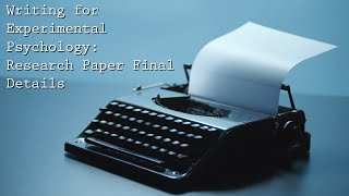 Writing 20 - Research Paper Final Details