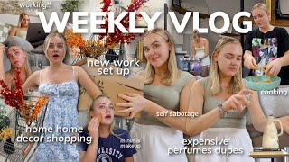 WEEKLY VLOG: fall home decor shopping, self sabotage lol, expensive perfume dupes, new work set up