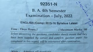 2022 MDU BA Pass English Question Paper 4th semester