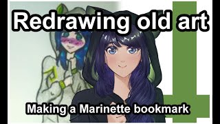 Redrawing old art ! This time: My old Marinette bookmark from 2019 Speedpaint (Twitch stream rec)