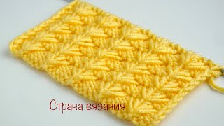 Узоры спицами. Узор с вытянутыми петлями. Knitting patterns. Elongated loops pattern.