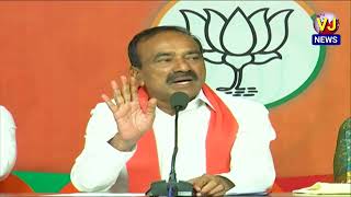 BJP MLA Eetela Rajender addresses media at state party office, Hyderabad