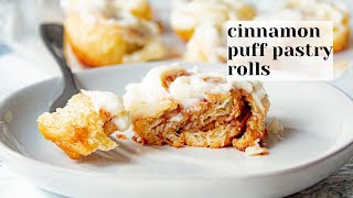 Cinnamon Puff Pastry Rolls with Cream Cheese Frosting #shorts