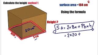 Height of a box given surface area