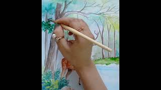 Beautiful scenery watercolor painting//nature  watercolor painting