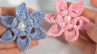 Lovely Crochet Flower Pattern/CROCHET 3D FLOWER/CROCHET TUTORIAL #elenarugalstudio #crochetflower