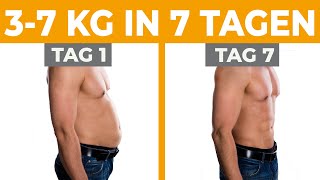 Bis zu 7 kg in 7 Tagen mit diesem Ernährungsplan (ca. 75% Wasser - 25% Fett)