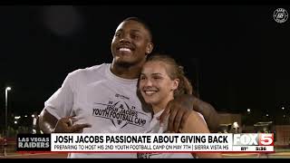 Josh Jacobs passionate about giving back. Jacobs planning second youth football camp in Las Vegas.