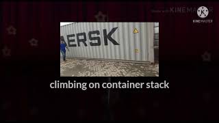 How to climb on container stack . inspection of container on stack . inspector skills .Risk work🔥🔥