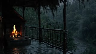 Shower Over the Tranquil Veranda ☔ Warm Fires and Soft Sounds for Peaceful Rest