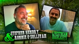 Stephen Hendry and Ronnie O'Sullivans LIVESTREAM HIGHLIGHTS - Willie Thorne, Who's the best? & MORE!