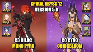 Diluc Mono Pyro & Cyno Quickbloom | Spiral Abyss 5.0 | Genshin Impact