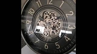 Large Coffee Brown Visible Exposed Moving Gears Wall Clock 66cm