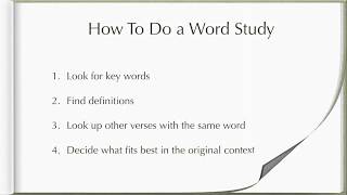 Session 11 - Observing the Lords Word - Word Studies