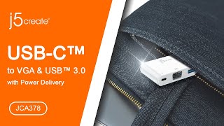 j5create® USB Type-C™ to VGA & USB™ 3.0 with Power Delivery JCA378