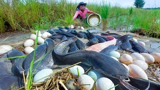 WOW Best fishing Unique Catch a lot of fish and pick duck egg-Best hand fishing