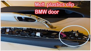 How to attach door panel trim with melted clip.