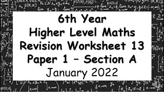 LCHL Revision Worksheet 13 - Paper 1 -  Section A