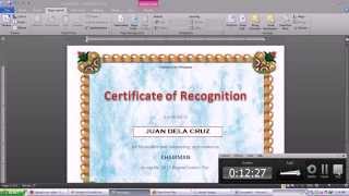 Making certificate using Microsoft word 2010