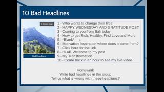 Day 5 - How to write 25 Headlines that Attract for Free  Facebook