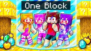 LOCKED on ONE LUCKY BLOCK With MY CRAZY FAN GIRLS... (Minecraft)