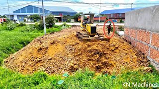 Project Update, Landfill Near The Road With Nice Skill Use Bulldozer D31P Pushing Soil And Truck