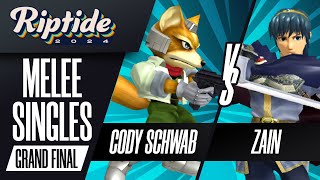 Cody Schwab (Fox) vs Zain (Marth) - Riptide 2024 - Melee Singles - Grand Final