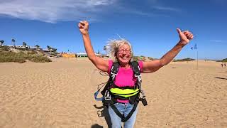 Kerstin First Skydive! Tandem Jump from 10000 feet at iJump Gran Canaria