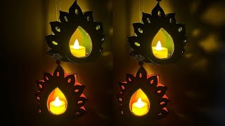 DIY Hanging Lamp//Tealight candle hanging//Diwali toran making at home// DIY Toran